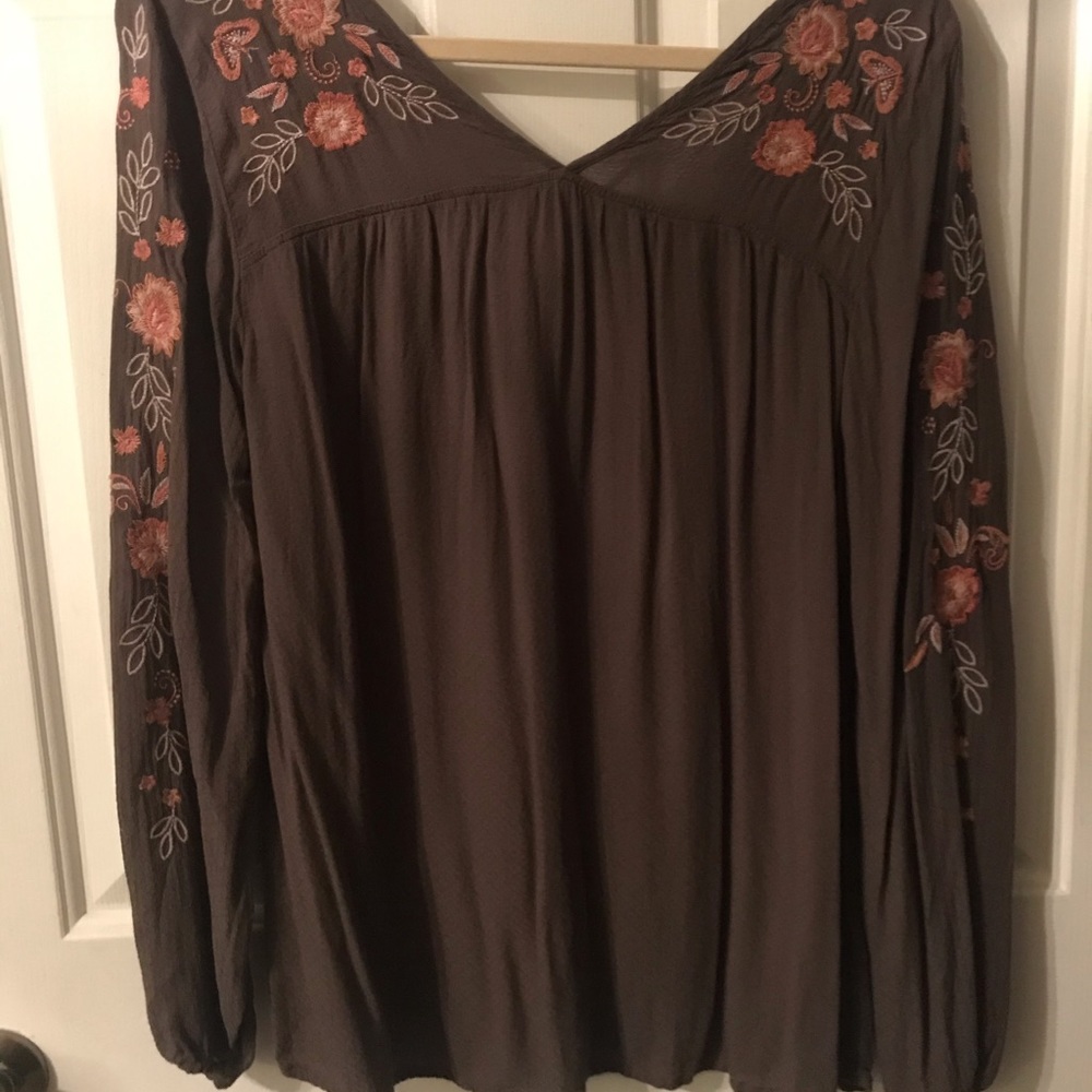 Embroidered long sleeve top